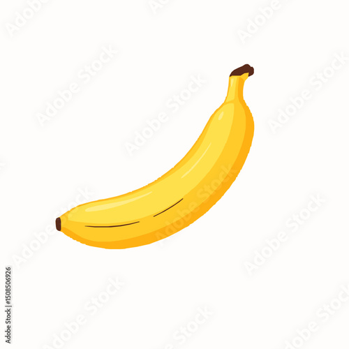 Isolated illustration of a fresh ripe yellow banana fruit with simple vector style
