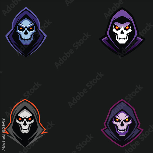 Grim Reaper Skull Mascot Logo Bundle