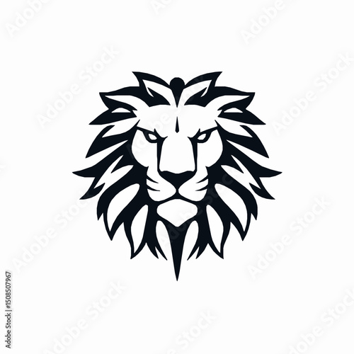 Bold black and white lion head design illustrating strength and courage for branding