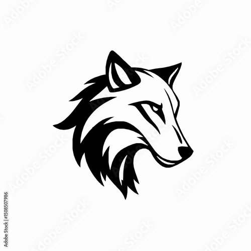 Bold black and white illustration of a wolf head showing a powerful symbol