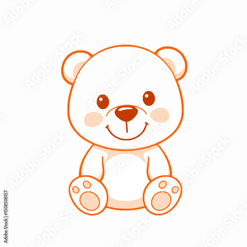 Adorable cartoon teddy bear illustration with cheerful smile and soft color palette