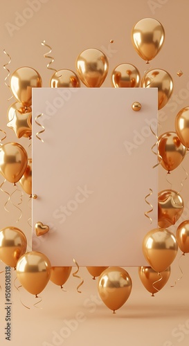 Elegant Golden Balloons Celebration Blank Sign