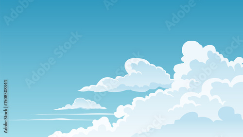 Blue sky and clouds vector illustration, nature landscape background with copy space