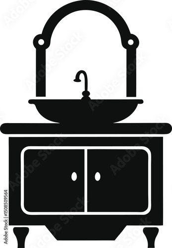 Bathroom Vanity – black silhouette on white background