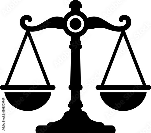 Justice Scales Icon – Black Legal Balance Symbol	