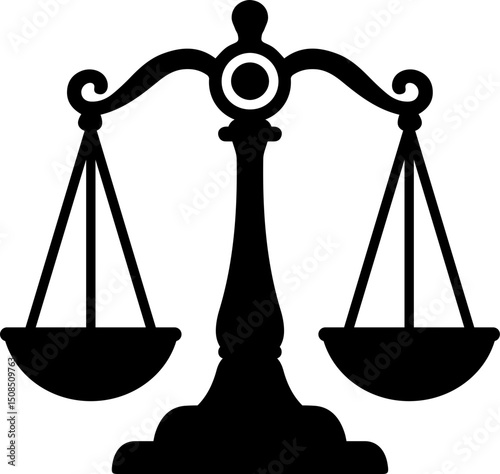 Justice Scales Icon – Black Legal Balance Symbol	