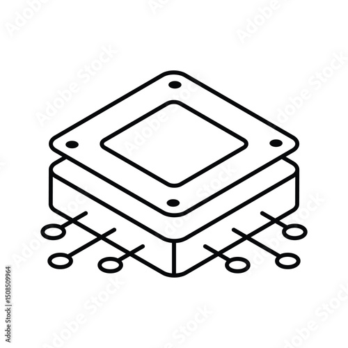 A well crafted isometric icon of microprocessor chip