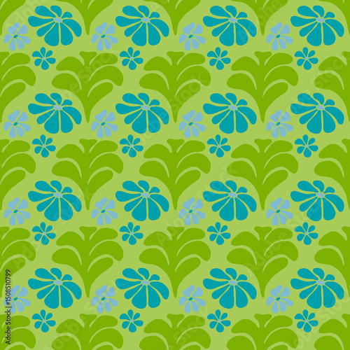 Floral pattern design, flower and leaves mosaic pattern, tiled motif background