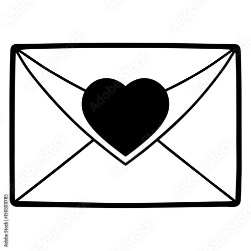 envelope with heart seal on white background  .svg