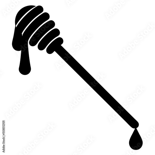 honey dipper dripping honey on white background   