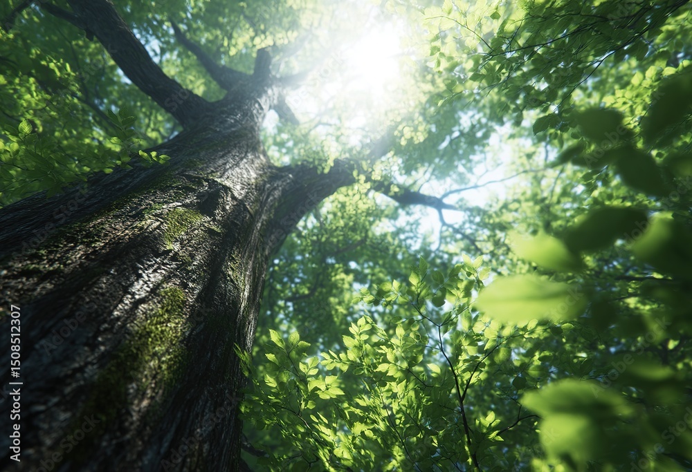 Obraz premium Sunlight Through Lush Forest Canopy