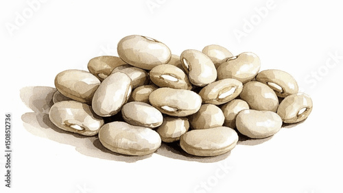 White Beans Study white beans isolated watercolor vector illustration svg