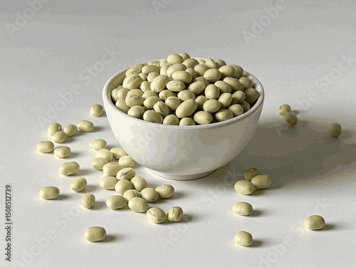 Watercolor beans white beans in a bowl isolated vector illustration svg