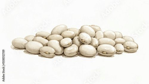 Simple Still Life white beans isolated watercolor vector illustration svg