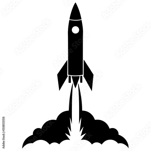rocket launching on white background  