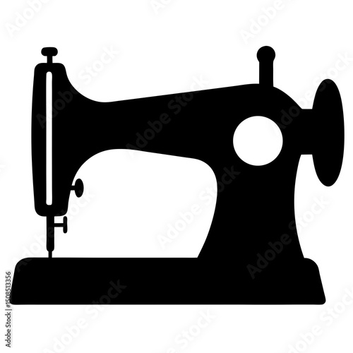 sewing machine silhouette on white background 