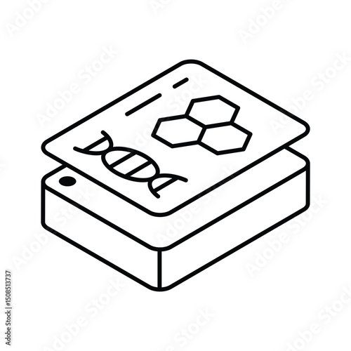 A trendy isometric icon of handwritten science notes