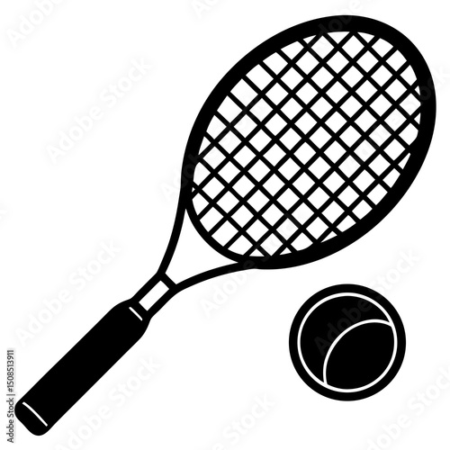 tennis racket and ball on white background  