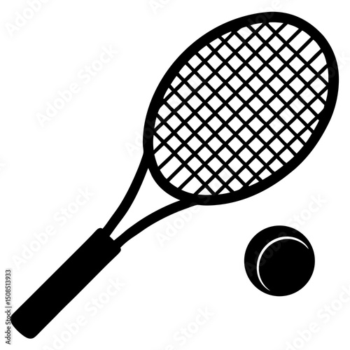 tennis racket and ball on white background  .svg