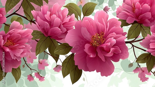 Pink Peony Flowers Blossom Spring Floral Design.