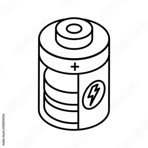 Latest isometric icon showing a charging cell unit
