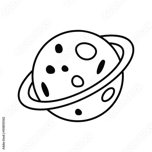 Grab this isometric outline icon of planetary orbit
