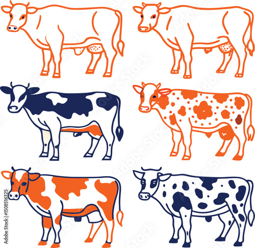 Cow animal color vector design 