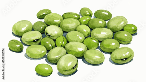 Bush Cluster green beans isolated watercolor vector illustration svg