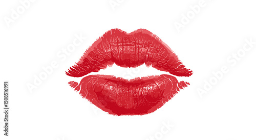 Red lipstick kiss mark on white background