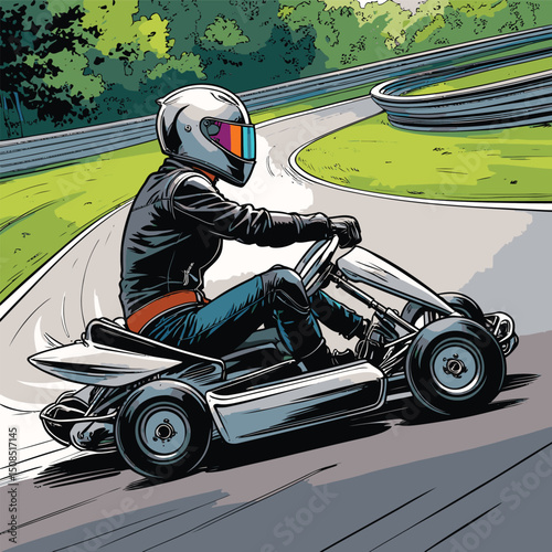 go kart vector art illustration for graphic design