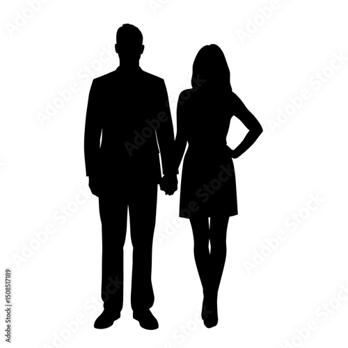 Silhouette of couple holding hands while standing together  