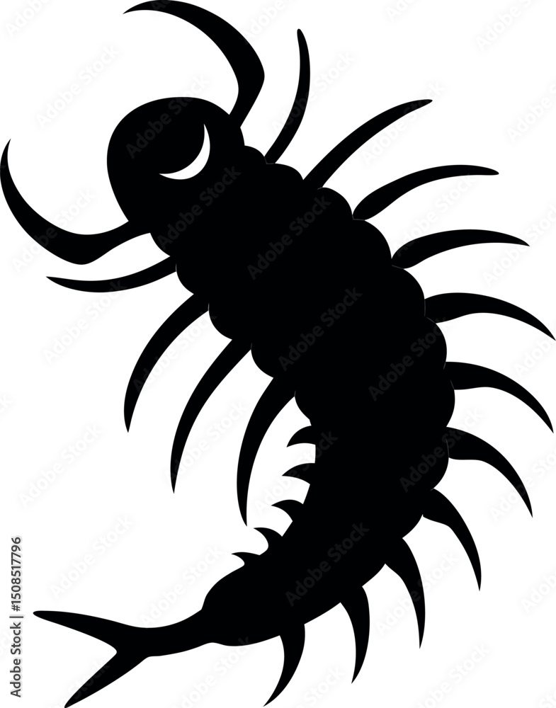 Fototapeta premium Centipede Silhouette Vector Icon