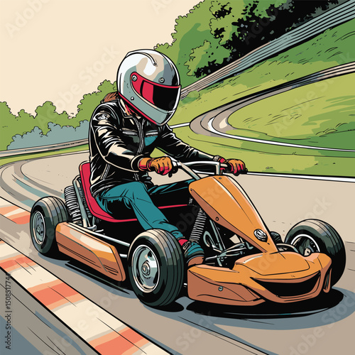 go kart vector art illustration for graphic design