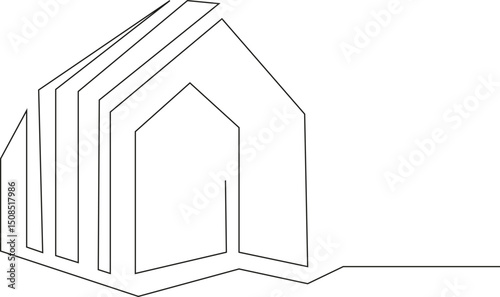 Minimalistic continuous line drawing of a modern private house or cottage. Ideal symbol for construction companies, real estate agencies, or home relocation concepts. Clean vector illustration represe