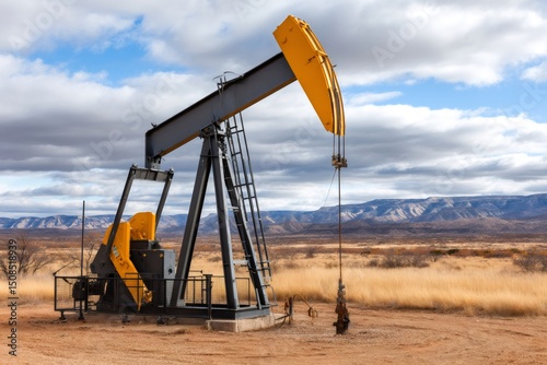 Pump jack extracting crude oil in the permian basin, texas photo