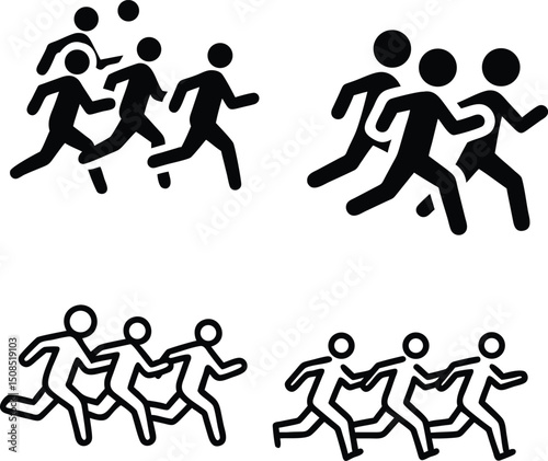 man and woman clip art running image 