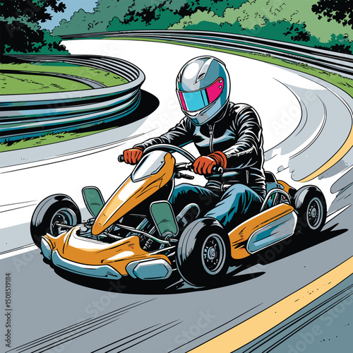 go kart vector art illustration for graphic design