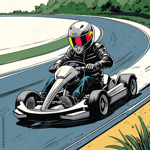 go kart vector art illustration for graphic design