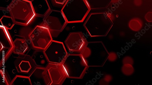 Red Hexagon Network Abstract Background.