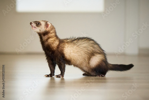 Sable ferret living in city apartment and run around