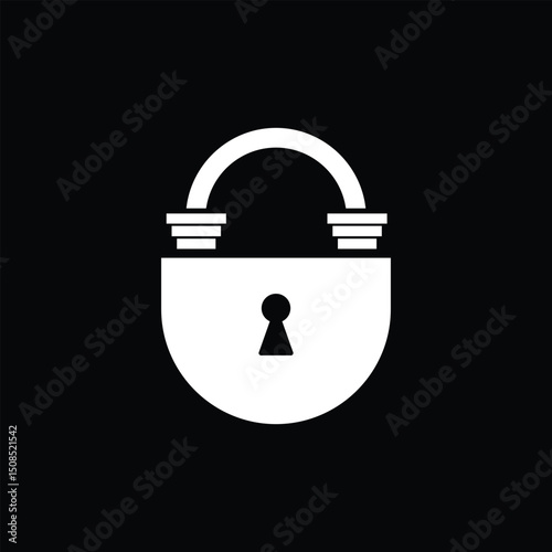 Gym fitness barbel lock logo design ideas vector