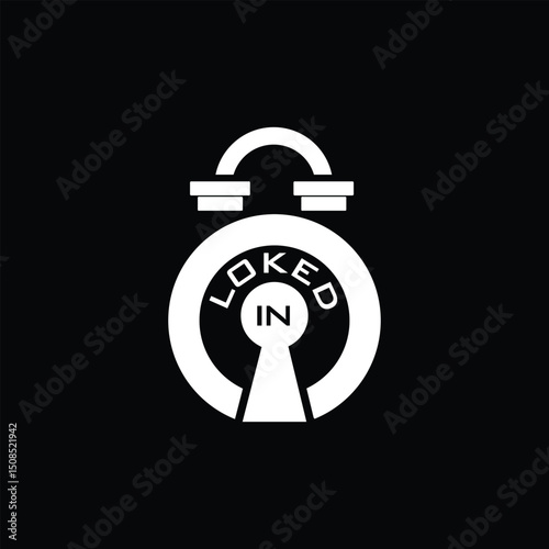 Gym fitness barbel lock logo design ideas vector