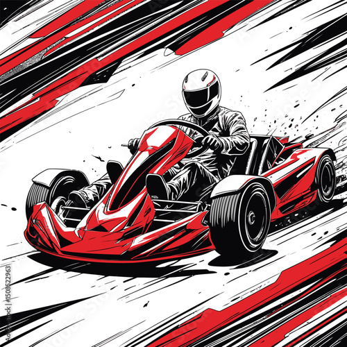 go kart vector art illustration for graphic design