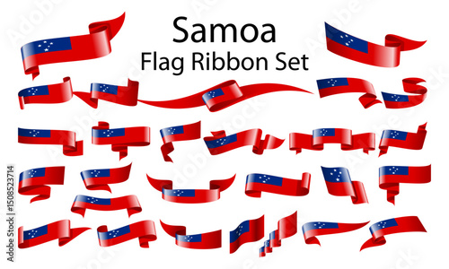 Samoa ribbon flag set