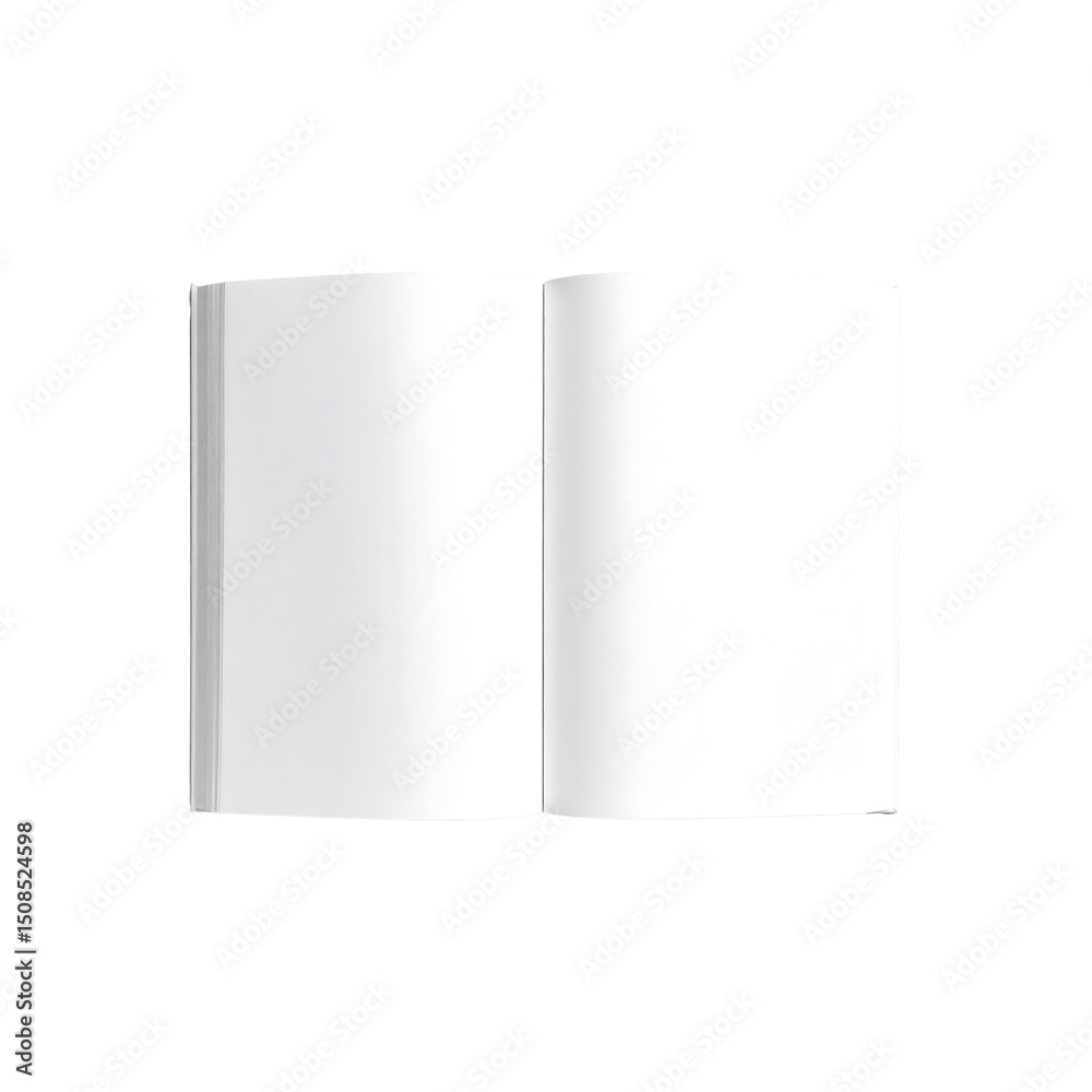 Blank open book pages white paper mockup design on transparent background 3d Blank open book pages white paper mockup design on transparent background 3d