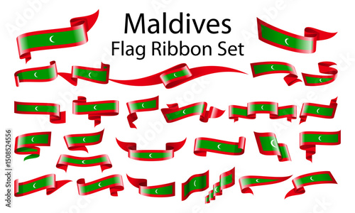 Maldives ribbon flag set
