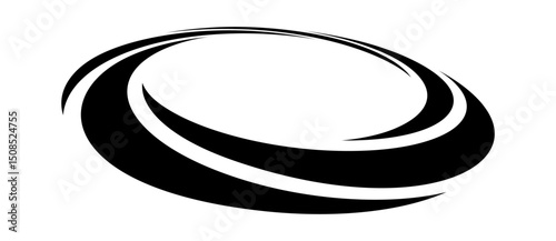 Rotating art lines in circle shape as symbol, logo or icon. Design element with perspective view.