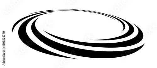 Rotating art lines in circle shape as symbol, logo or icon. Design element with perspective view.