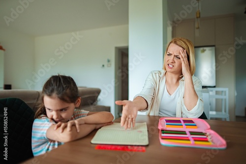 Parent frustrated during quiet study time