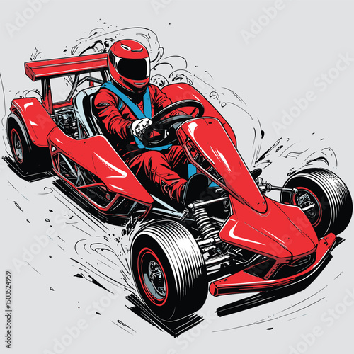 go kart vector art illustration for graphic design